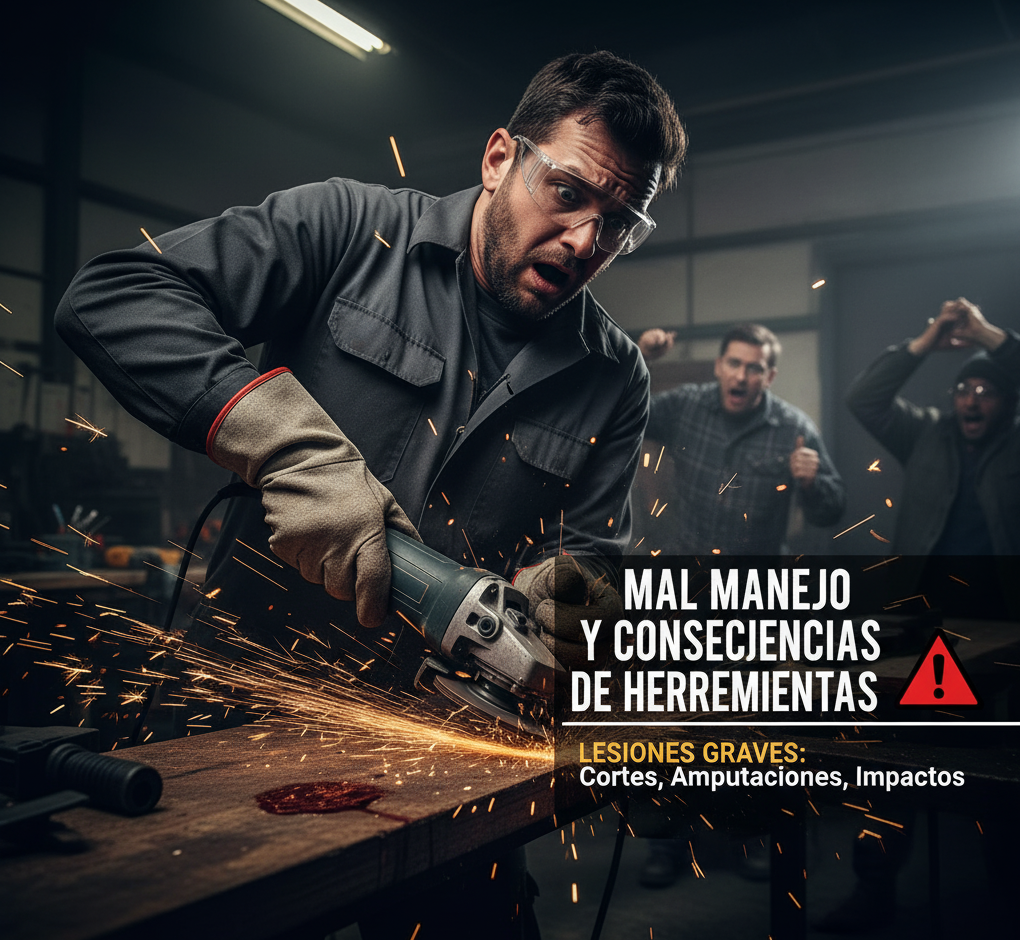 El mal manejo de las herramientas tanto manuales como motorizadas